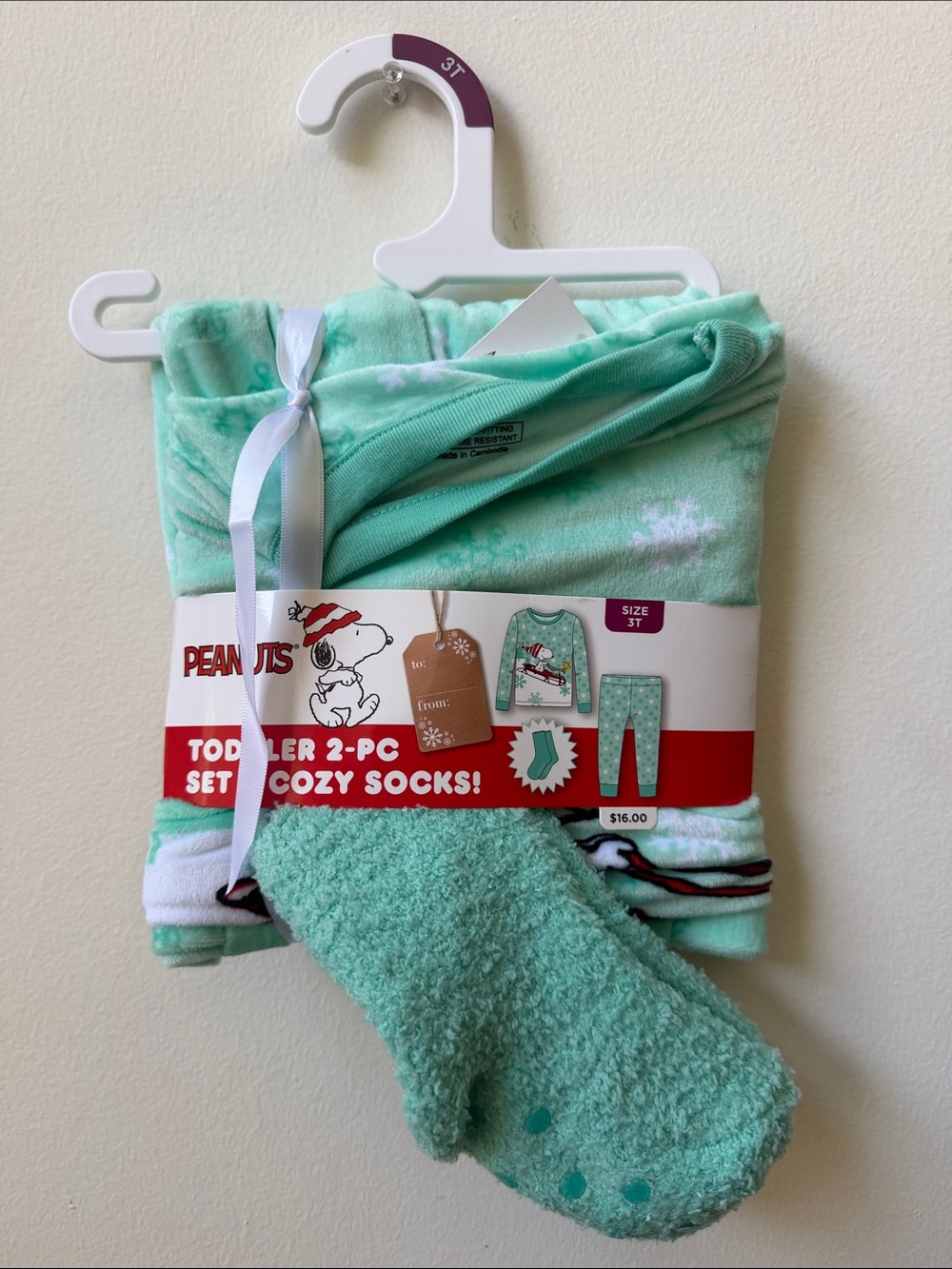 Peanuts Toddler 2-Piece Pajama Set with Cozy Socks - Mint